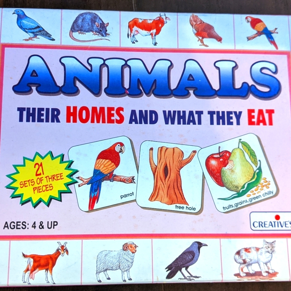 Animals their homes and what they eat  educational cards puzzles